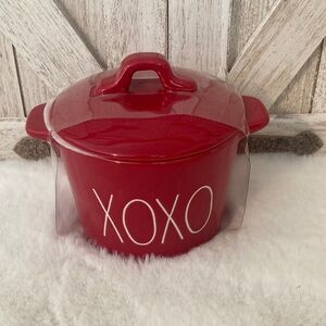Rae Dunn Xoxo Mini Red Ceramic Casserole Dish with Lid
